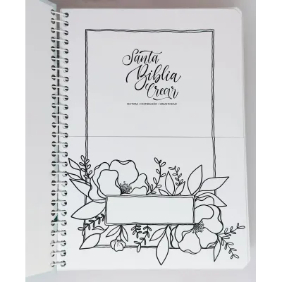 Biblia/ RVR60 Crear Blanco/Azul/Flores /Espiral