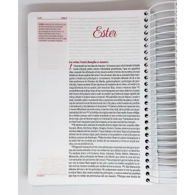 Biblia/ RVR60 Crear Blanco/Azul/Flores /Espiral