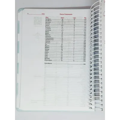 Biblia/ RVR60 Crear Blanco/Azul/Flores /Espiral