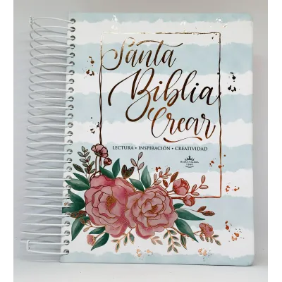 Biblia/ RVR60 Crear Blanco/Azul/Flores /Espiral