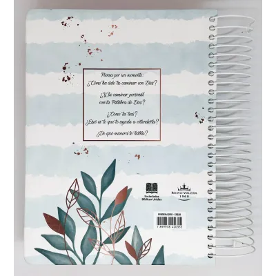 Biblia/ RVR60 Crear Blanco/Azul/Flores /Espiral