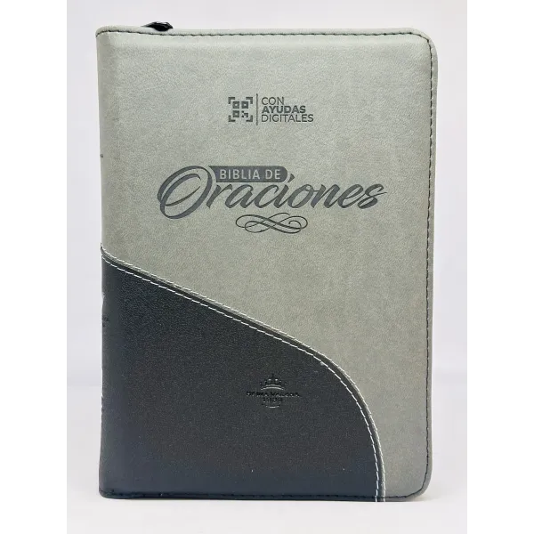 Biblia /RVR056cZLG/ Gris Negro Canto Plateado Oraciones