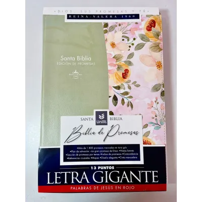 Biblia de Promesas Letra Gigante Verde floral con Cierre e Índice Biblia de Promesas Letra Gigante Verde floral con Cierre e Índice