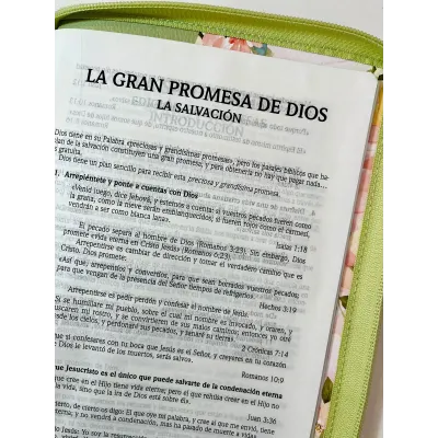 Biblia de Promesas Letra Gigante Verde floral con Cierre e Índice Biblia de Promesas Letra Gigante Verde floral con Cierre e Índice
