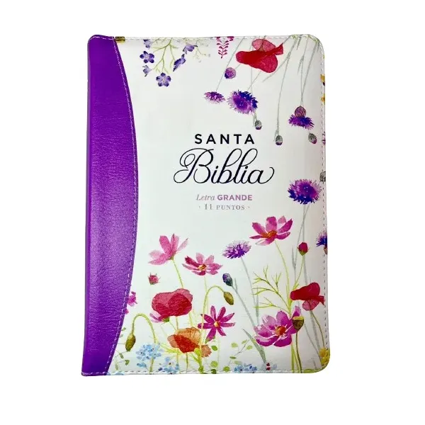 Biblia letra grande RVR primaveral uva floral con cierre