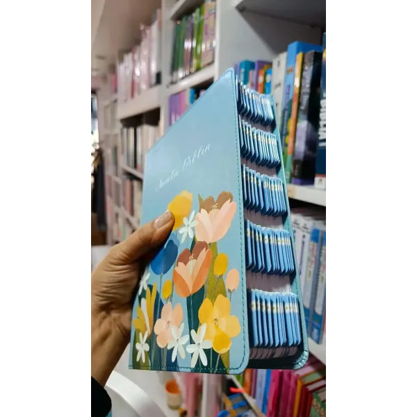 BIBLIA RVR 60 AQUA FLORES LETRA GRANDE