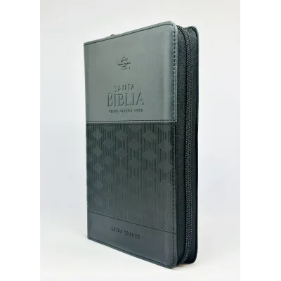 Biblia RV60 PU Negro Con Cierre Y Canto Plateado Biblia RV60 PU Negro Con Cierre Y Canto Plateado