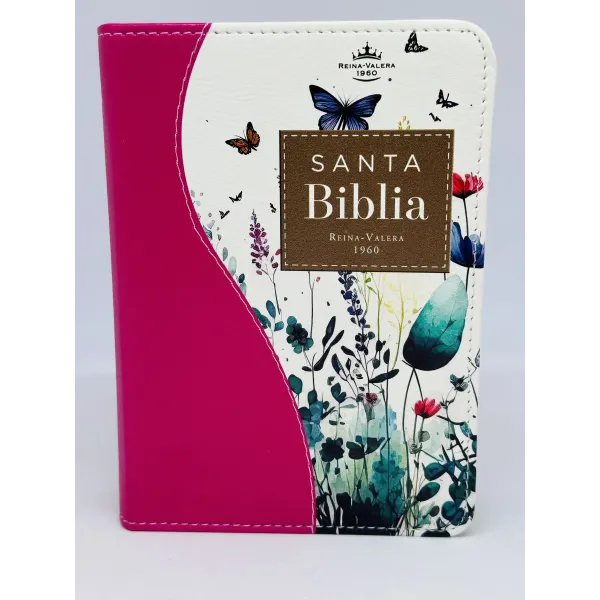 RVR60 Biblia Bitono Jardín Mariposas Tamaño Bolsillo [Biblia] Imitación Piel - Fucsia