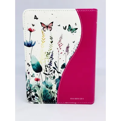 RVR60 Biblia Bitono Jardín Mariposas Tamaño Bolsillo [Biblia] Imitación Piel - Fucsia