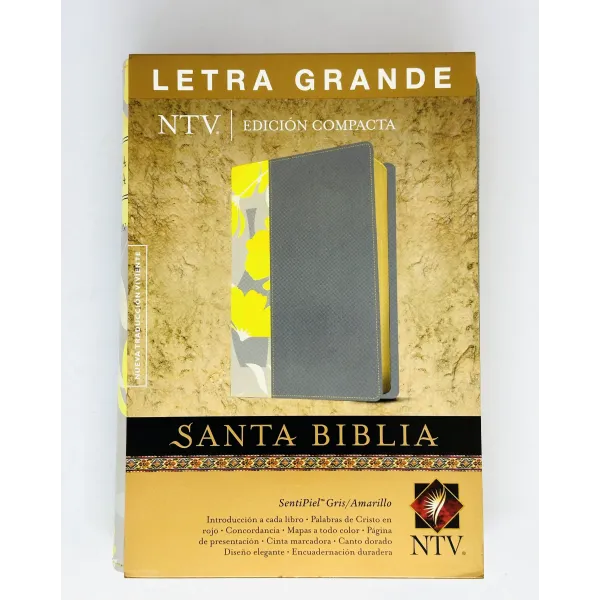 Biblia NTV Compacta Letra Grande Gris y Amarillo